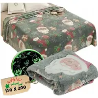 Mariall Kerstdeken die in het donker oplicht, groen - Glow-in-the-dark Christmas blanket, bordeauxrood - kerst - kerstcadeau - 150 cm x 200 cm