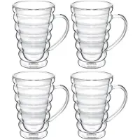 Wilmax England - Thermoglas met Bubbelhandvat - 300 ml - Set van 4