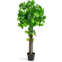 Costway Kunstplant 110 cm, kunstplant sierappelboom, kunstboom met pot, groene planten met realistische bladeren en houten stam, decoratieve plant, kamerplant voor thuis, kantoor, groen (1 stuks)