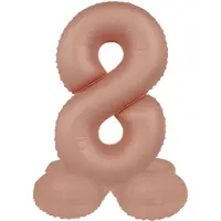 Folat - Staande folieballon Cijfer 8 Vintage Rose - 72 cm