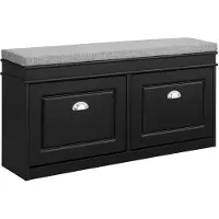 SoBuy FSR64-SCH Schoenenkast met Zitkussen – 104x24x52 cm – Zwart – 2 Kleppen