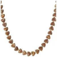 Yehwang Bruine hartjes ketting - kralen - RVS & Acrylic