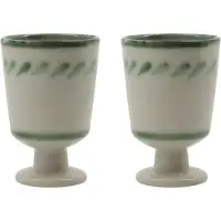 House Doctor Diva mok op voet 25 cl 2-pack Off white-Groen