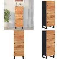 vidaXL Hoge kast met 3 deuren 40x33x110 cm massief acaciahout en ijzer - Hoge Kast - Hoge Kasten - Kast - Opbergkast
