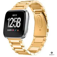 Strap-it Stalen Smartwatch bandje - Geschikt voor Fitbit Versa / Versa 2 stalen bandje - goud - Horlogeband / Polsband / Armband
