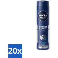 Nivea 20 x Men Deodorant Spray Protect & Care 150 ml - Deodorant Spray - Anti-transpirant - 48 Uur Bescherming - Alcoholvrije Deodorant - Verzorgde Oksels
