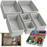 Ruhhy opbergmanden/lade organizers - 6x stuks - 3 formaten - grijs - ondergoed en sokken - ladekast
