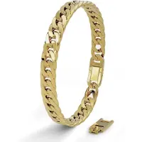 SERASAR | Premium roestvrijstalen armband voor heren [Cubaans] | 316L chirurgisch staal | Waterdicht | Veilige sluiting | Goudkleurig, 23 cm | Inclusief sieradendoosje