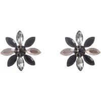 Go Dutch Label Oorknoppen Big Sparkle Flower Stud Goud Black