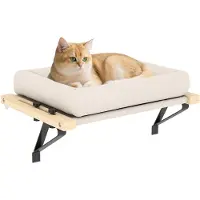 PawHut Kattenhuis Grenenhout, Polyester 50L x 36B x 24H cm Roomwit