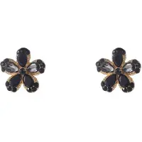Go Dutch Label Oorknoppen Stone Flower Stud Goud Black