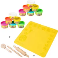 Play-Doh x Play-Doh startset - 3D creatieve mat, houten gereedschap, 6 boetseerblikjes