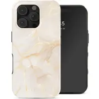 Selencia Vivid Backcover met MagSafe voor de Apple iPhone 16 Pro - Golden Beige Marble