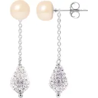 Diadema Hangers van roze cultuur kralen 6-7 mm Crystal White Silver 925 - Pure Crystal