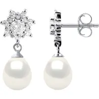 Diadema Oorbellen Dangle zoetwater parels 7-8mm White Peren Sieraden 925