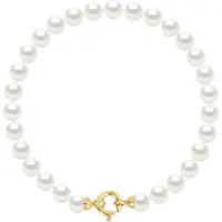 Diadema Armband Gekweekte Parels Zoetwater 6-7mm White Luxury Geel gouden gesp