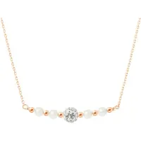 Diadema Ketting ketting verse zoetwater cultuur kralen 4-5 mm wit, kristal preciosa en zilver 925 roze vergulde