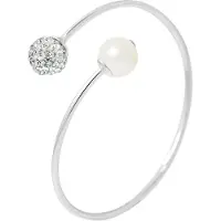 Diadema Armband u en mij witte cultuur parel en kristal preciosa wit semi rigide zilver 925
