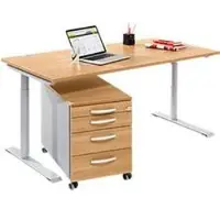 Schäfer Shop Complete meubelset Modena Flex, bureautafel B 1600 mm, in hoogte verstelbaar en verrijdbaar ladeblok, beukenpatroon