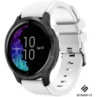 Strap-it Smartwatch siliconen bandje - geschikt voor Garmin Venu / Venu SQ / Vivomove HR / Forerunner 245 / 570 - 42mm / 645 - wit