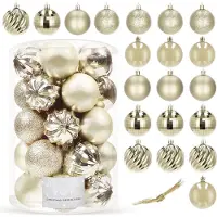 Springos Kerstballen | 20 Stuks | 6 cm | Champagne