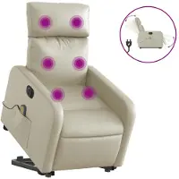 vidaXL Sta-op-massagestoel elektrisch kunstleer crèmekleurig