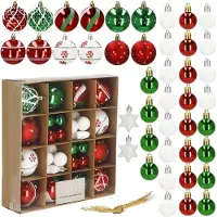 Springos Kerstballen | 42 Stuks | 3/4/5/6 cm | Rood/Groen/Wit
