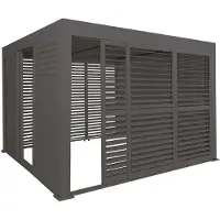 Mendler Alu Pergola -L46, paviljoen terrasoverkapping, 6x lamellenpaneel 6x schuifdeuren, 11 cm frame, 3x3 m ~ antraciet