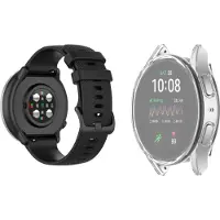Strap-it Siliconen band Zwart + TPU Case Transparant - Geschikt voor Samsung Galaxy Watch 7 40mm - Bescherming hoesje voor Galaxy Watch 7 40mm smartwatch - Sport band zwart + TPU Case Transparant