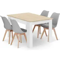 Leobert Eetset - - Mark - Eikenhout/Eikenhout Sonoma/Grijs - 120 x 80 cm - 5-delig