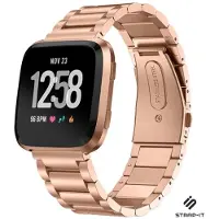 Strap-it Stalen Smartwatch bandje - Geschikt voor Fitbit Versa / Versa 2 stalen bandje - rosé goud - Horlogeband / Polsband / Armband