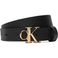 Calvin Klein Riem 'Pebble Grain Monogram Buckle' zwart