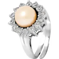 Diadema Pink Culture Pearl Ring 9-10 mm Verstelbare zirkoniumoxiden 925