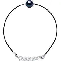 Diadema LOVE armband LINK zoetwaterparels Ronde 9-10 mm Black Tie Black Nylon 925