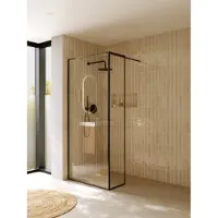 Riho Define 402 Inloopdouche Met Vaste Zijwand 140cm - Gunmetal - Gehard Glas - Douche, Douchewanden, Inloopdouche, Vaste Wand Met Zijwand - 8720702264082