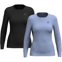 Odlo Active Warm Lange Mouw Thermoshirt 2-Pack Dames - Zwart/Lichtblauw - Maat S