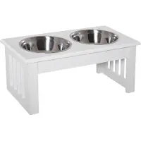 PawHut Huisdier Voeder Roestvrij staal, MDF 44L x 24B x 15H cm Wit