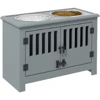 PawHut Voederstation voor huisdieren MDF, staal 60L x 30B x 43H cm Grijs