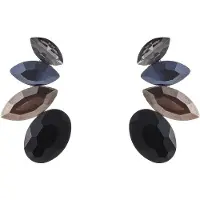Go Dutch Label Oorknoppen Half Flower Stone Stud Goud Black