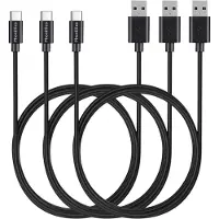 Phonillico 3x USB C naar USB A Kabel Zwart - 1 meter - Oplaadkabel voor Oppo Reno 13 F 5G / Reno 13 5G / Reno 12 FS 5G / Reno 12 F 5G / Reno 8 Lite 5G / Reno 8 5G