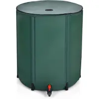 Costway 225 l regenton met overloopventiel, regenwaterton opvouwbaar, regenwatertank, pvc, regenvat, watervat, 60 x 60 x 80 cm