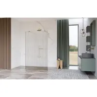 FortiFura Galeria Vrijstaande Inloopdouche - 160x200cm - Helder geribbeld - antikalk - 8mm veiligheidsglas - wandsteunen - Geborsteld Messing PVD (Goud) SW927770 2x/SW797956