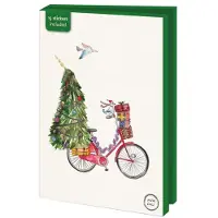 Bekking & Blitz Kerstkaarten 10x - Kaartenmapje met env, groot: Kerstboom op fiets, Maartje Bodt - 2x5 motieven