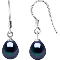 Diadema Oorbellen Hooks Zoetwater Parels 7-8mm Black Pears 925