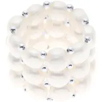 Diadema Triple Ring Elastic Zoetwater Pearl White 3-4 mm - 925