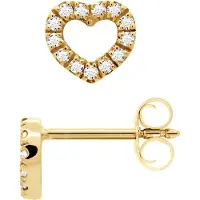 Diadema Diamond Earrings Hearts 0080 Cts Yellow Gold