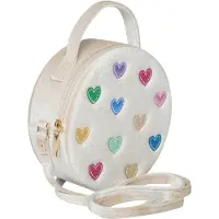 Mimi & Lula Meisjes Handtassen Jazzy Hearts Velvet Bag - Beige - Maat ONESIZE