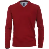 REDMOND Casual Regular Fit Trui V-hals rood, Effen