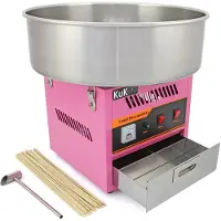 KuKoo Suikerspin Machine - GRATIS 500 suikerspin stokken - Grote 50cm RVS kom - Eenvoudige bediening - Eenvoudig schoon te houden