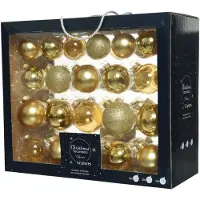Décoris Kerstbal Glas Licht Goud Glanzend Mat Transparant Box 42 Stuks